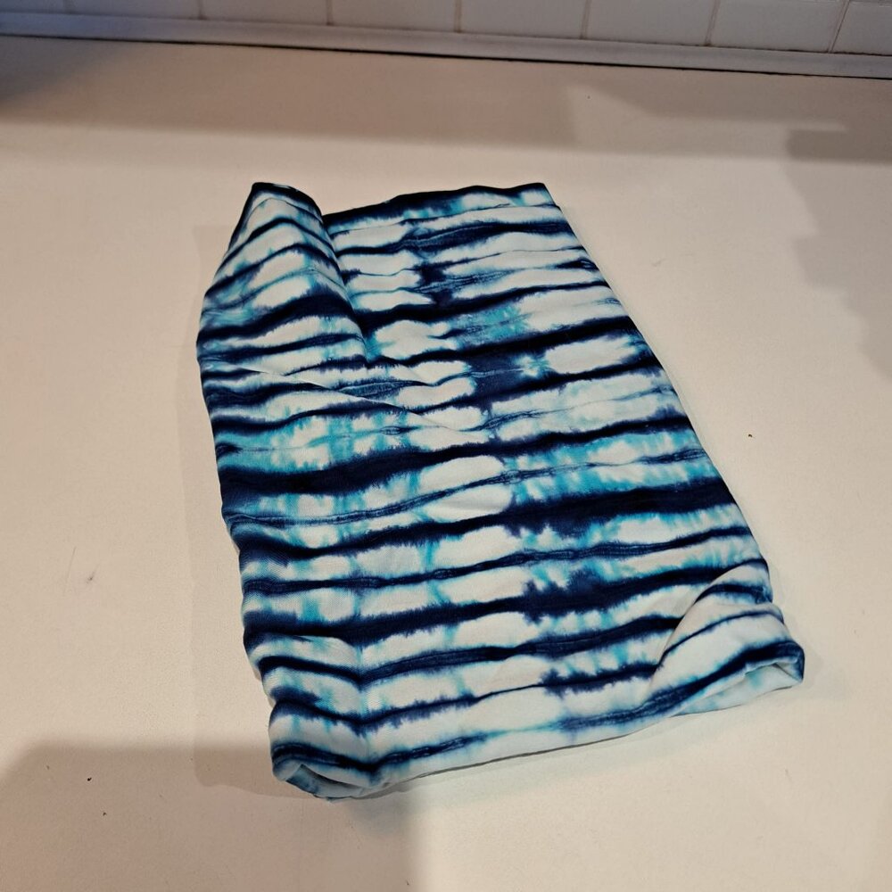blue tie die striped design fabirc